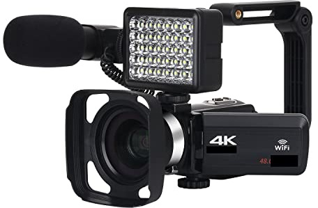Fotocamera digitale, Videocamera Full 4K Videocamere digitali professionali Streaming live Fotografia 18X Registratore Vlog Webcam Ultra HD(128G SD Card,Camera Knit 3)