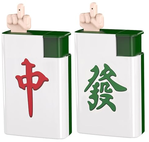 Monetais 2 Stücke Streich Wasserpistole Feuerzeug Neuheit Mahjong Form Streich Pistole Finger mit Leistungsstarkem Wasserstrahl für Partys Sommer Spaß Spielzeug