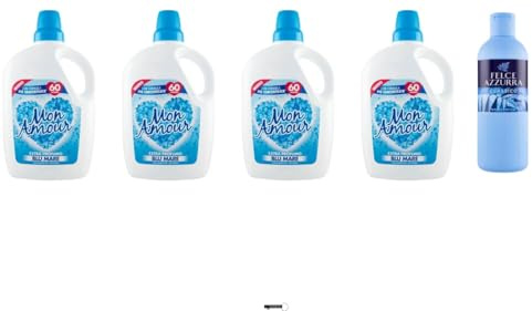 Felce Azzurra Gel Doccia Classico 650ml x1 + Felce Azzurra Mon Amour Ammorbidente Blu Mare x4 + keyring italy shop service