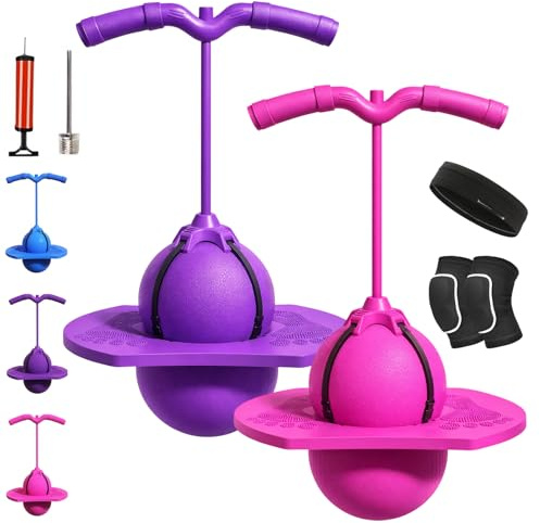 HOPASRISEE 2026 Neu Pogo Sprungball Für Kinder Und Erwachsene, Sprungball Mit Griff, Outdoor Pogo Ball, Tragfähigkeit 300 Kg, Zum Trainieren des Gleichgewichts, Verdickt Und Verschleißfest (2PC-A)