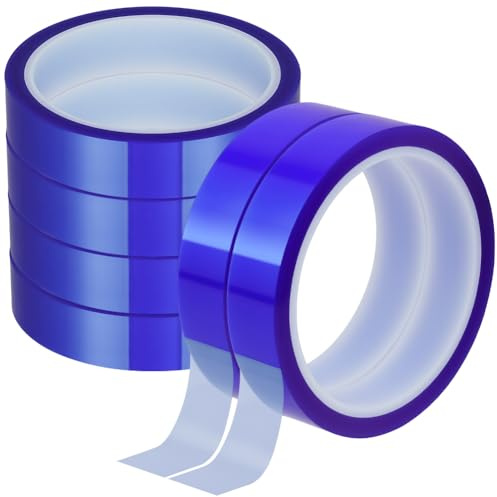 URAQT 6 Rollos Cintas Térmicas de 20mm x 33m, Cinta de Alta Temperatura, Cinta Adhesiva Resistente al Calor, Cinta de Aislamiento para Placas de Circuito Impreso Electrónicas por Sublimación (Azul)
