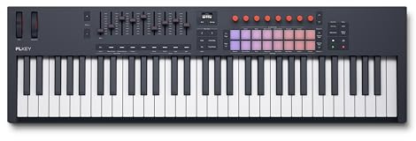 Novation FLkey 2 61 USB-MIDI-Controller-Keyboard | USB-C, 61 halbgewichtete Tasten, 16 Pads, Fader, 8 Encoder, Pitch-/Mod-Räder, OLED-Display, Scale Mode, Zones, MIDI-Ausgang