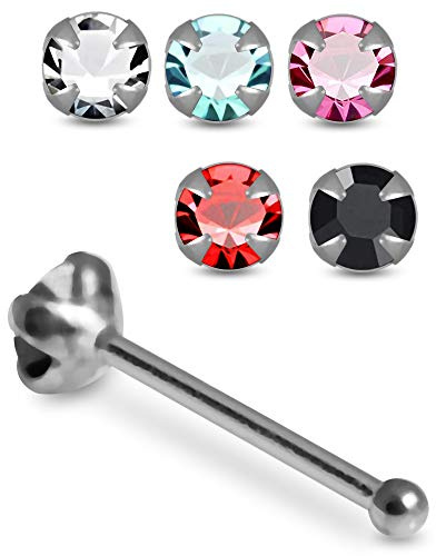 Monster Piercing Juego de 5 Piezas de Garra de Cristal pequeño Calibre 22 para Nariz de Plata de Ley 925