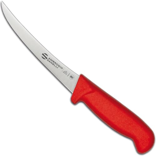 Ambrogio Sanelli - Supra Colore - Coltello Disosso Curvo. Colore: Rosso. Lama: Curva, in Acciao Inox Nitro-B Inox all'azoto. Cm: 15