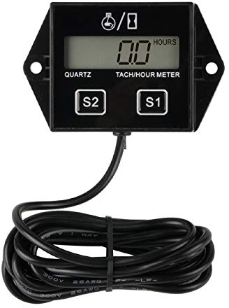 Jayron JR-HM011N Tachymètre Inductif à Essence LCD Tachymètre Réinitialisable/Compteur Horaire étanche pour Paramoteurs, ULM,Générateurs,Tondeuse à Gazon,Moto