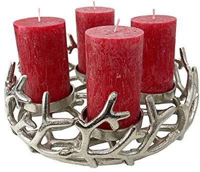 itsisa Adventskranz Zweige Aluminium Silber (D: 29 cm), Adventskranz Metall