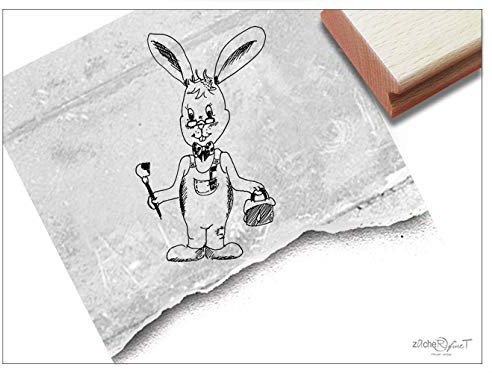 Stempel Osterstempel Osterhase Hasen-Junge - Motivstempel Kinderstempel zu Ostern, Karten Geschenkanhänger Osterdeko Scrapbook - zAcheR-fineT