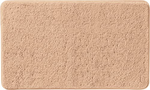 Erwin Müller Badematte, Badteppich, Badvorleger Rhodos Uni rutschhemmend beige Größe 50x80 cm - ultraweich, extrem saugfähig, flusenarm