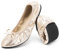 Greatonu Women's Ballet Pumps Comfort Foldable Portable Travel Slip on Slipper Bow Tie Flats Shoes Gold UK 5
