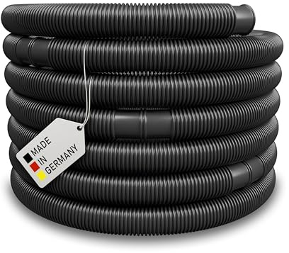 Schwimmbadschlauch Ø 38mm Saugschlauch Poolschlauch Solarschlauch Pumpenschlauch mit Muffen Made in Germany (18 m, Schwarz)