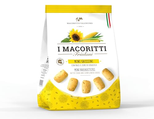 I Macoritti - Mais e Semi di Girasole - Grissinotti corti e croccanti con olio extra vergine di oliva (Mais e Semi di Girasole, 4 confezioni da 250g)