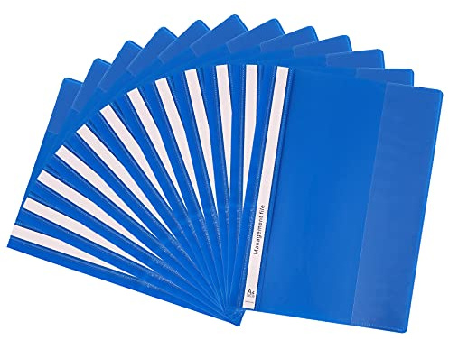 GUOKOFF A4 Schnellhefter (Blau, 12 Stück), A4 Sichthefter, Präsentations-Schnellhefter, Schnellhefter A4 lares Deckblatt, Berichtsmappen, Plastik-Schnellhefter mit Beschriftungsstreifen Hefter