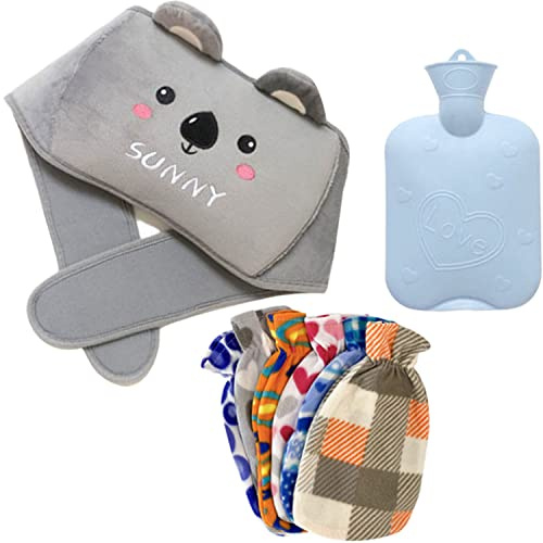 AVASAGS Gummivärmare med mjukt midjeöverdrag vuxna, värmeflaska med överdrag, varmvattenflaska för smärtlindring för midja, rygg, sportskador (koala)
