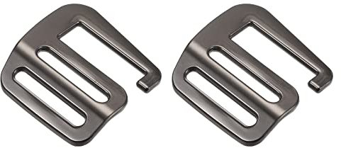 sourcing map Metal G Ganchos Correas Hebillas, 2uds 0.98 25mm G-Gancho Ondulada Hebilla Ajustador Desliza Hebilla para Mochila Correa Cinta, Oscuro Gris