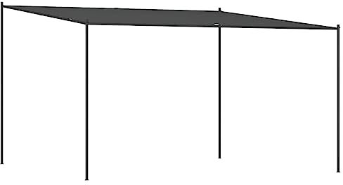 vidaXL Pavillon, Gartenpavillon Überdachung Stahlrahmen, Pergola Vordach für Terrasse Garten, Partyzelt Sonnnenschutz, Anthrazit 4x4m 180g/m² Stoff Stahl