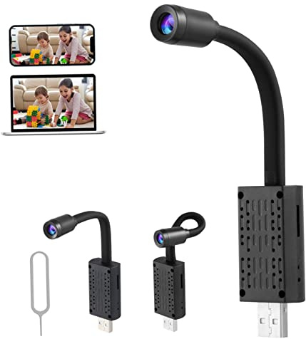 KICHOUSE Mini Di Sicurezza Domestica Usb Con Visione Notturna Infrarossi e Movimento, Videocamera Portatile Per Interni Con Remoto Per Casa e Viaggi