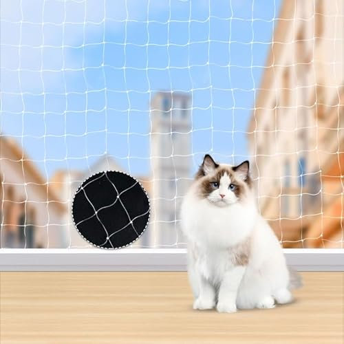 Katzennetz für Balkon, 3x8M Katzengitter Fenster ohne Bohren,Befestigungsset inklusive, Transparentes Katzenschutznetz für Katzen zur Sicherung von Balkon, Terrassen, Fenstern, Dachluken, Türen