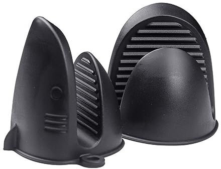 Guanti da forno in silicone, resistenti al calore, antiscivolo, impermeabili, mini guanti da forno perfetti per cucinare, cuocere al forno e barbecue (nero)