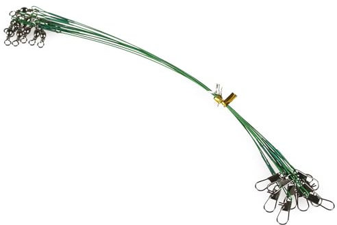 Jemora Steel Leader Fishing 20 Stück Drahtvorfächer Heavy Duty Fishing Hochfeste Angelvorfächer mit Wirbeln und Druckknöpfen Schwarz/Rot/Grün
