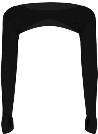 Wambere 1 Stück UV-Schutz Bolero Damen,Eisseide Armmanschette Sonnenschutz Arm Sleeve,Damen Sonnenschutz Armmanschettes,Elastizität Arm Sleeve Kühlender Schal für Sport Drinnen und Draußen,Schwarz