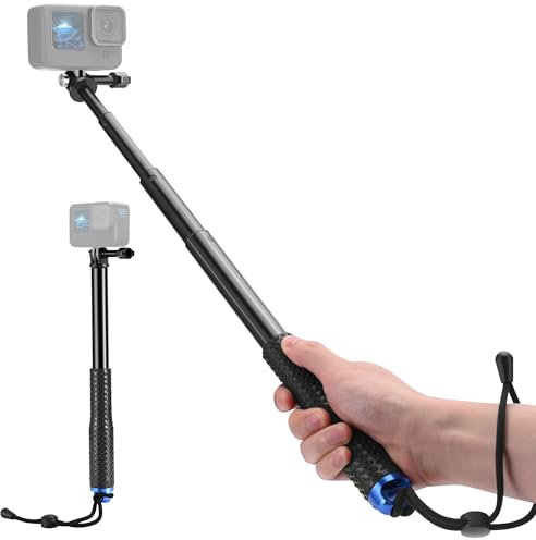 Perche Etanche pour GoPro, 37inch Perche à Selfie Télescopique pour GoPro Hero 13/12/11/10/9/8, DJI Osmo Action 5 Pro/4/3, AKASO EK7000/V50X, Insta360 Ace Pro et Autres caméras d'action