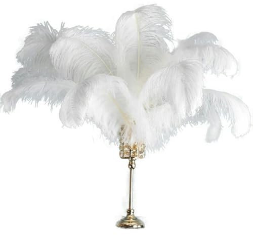 Plumas de avestruz blancas para decoración 15-70 cm Centro de mesa de carnaval con plumas de avestruz grandes Accesorios decorativos para bodas-45-50 cm Poste pequeño-50 piezas