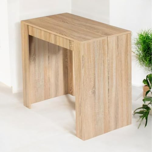 CONCEPT USINE Table Console Extensible BELLI Bois 6 Places 140 cm | EXTENSION INCLUSE CONVIVES SUPPLÉMENTAIRES : revêtement PVC, connecteurs fournis, salon ou bureau