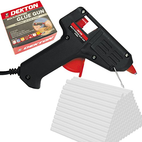 Dekton Mini pistolet à colle 10 W avec 100 bâtons de colle | Buse anti-goutte | Chauffage rapide | Idéal pour le bricolage, les travaux manuels et les réparations | Comprend un support de bureau |