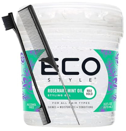 Eco Style - Gel de peinado con aceite de romero y menta, 16 onzas, restaura la humedad, promueve un cuero cabelludo saludable, sujeción y brillo