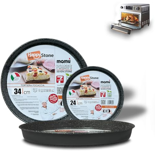 Arca, Set 3 Teglie Rotonde 24/30/34 cm per Forno, Antiaderenti e Adatte alla Lavastoviglie, Ideale per Focacce e Altre Ricette, in Alluminio, Made in Italy