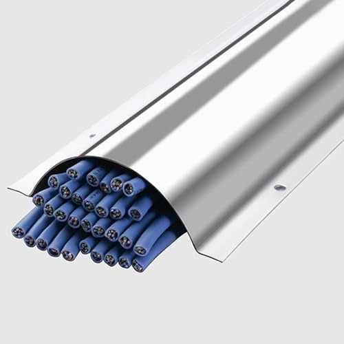 Gaine Cable Protège-câbles Anti-animaux, Cache-fils Pour Câbles De Sol, Goulotte De Câbles Murale, Argentée, Pour Câbles Électriques Sous Le Bureau, En Acier Inoxydable(8 Pcs,Inner Width 76MM (3 IN))