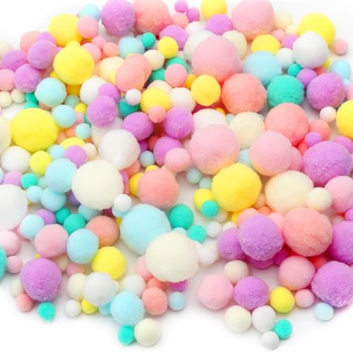 DAWRIS 500 piezas Kit de Pompones para Manualidades Decoración de Pompones de Colores 1-3 cm y 5 Tamaños Bolas de Fieltro de Colores para Manualidades Creativas DIY, Decoración de Fiestas