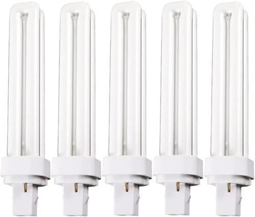 5 x Luxsa Lighting 13W CFL G24D-1 2 Pin Compact Fluorescent Light 13W PLC Tube Bulbs 870LM Energy Saving G24d-3 Compact Fluorescent Lamp CFL Light Bulbs 4000K Cool White Double Turn 2U Tube