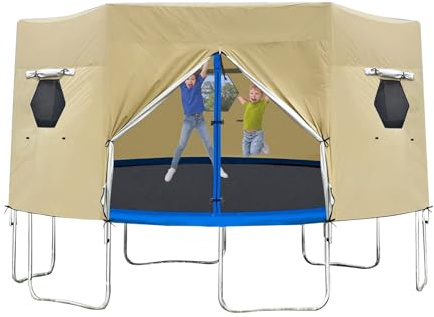 Doiyislem Rundes Gartentrampolin - Markise Trampolin Abdeckung Mit UV Schutz,wasserdichte Zusammenklappbare UV Blockierende Schattenplane Für Komfort Und Sicherheit