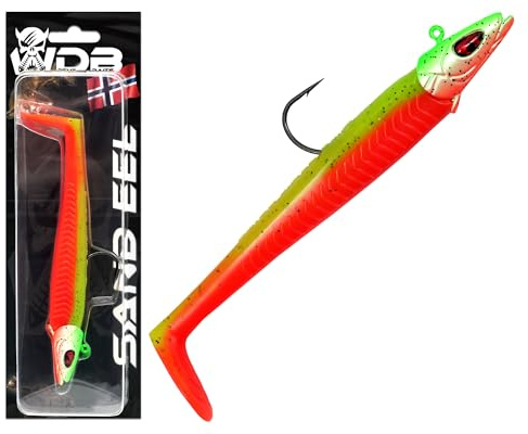 Wild Devil Baits Sand EEL Sandaal Meeres Shad Gummifisch Meeresköder Dorsch Norwegen (Fire Tiger, 90g)