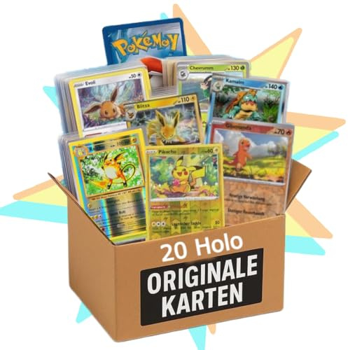 20 Originale Holo/Reverse Pokémon Karten Deutsch – Karten Set für Sammler & Kinder