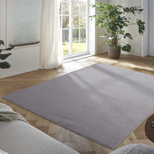 Taracarpet Teppich Kurzflor weicher Designer Uni Bodenbelag Madrid fürs Wohnzimmer, Kinderzimmer, Schlafzimmer und die Küche geeignet New Grau 120x170 cm