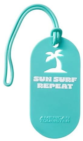 American Tourister Etiquetas equipaje - Para maletas y bolsas, con impresión y tarjeta de dirección, Set de 2 piezas - Sun Surf Repeat