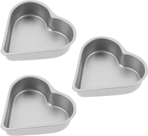 Toyvian Moldes para Pasteles Forma de Corazón 3 Piezas Antiadherentes de Acero al Carbono 9.7×9.5×2.4 Cm para Hornear en Casa Moldes Pequeños para Mini Tartas y Cheesecakes