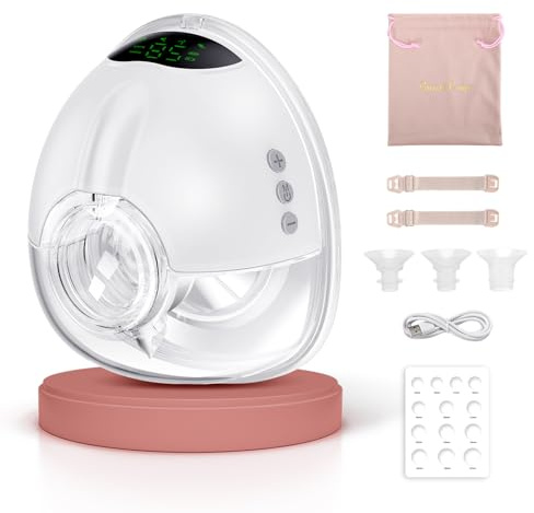 Lulia Breast Pump Electrical, Wearable Breastfeeding Pump with 4 Modes and 9 Levels, Anti-Backflow Design, Hands Free, Private, Strong Suction, BPA Free, 17/19/21/24MM Flanges Included, 1 Packs