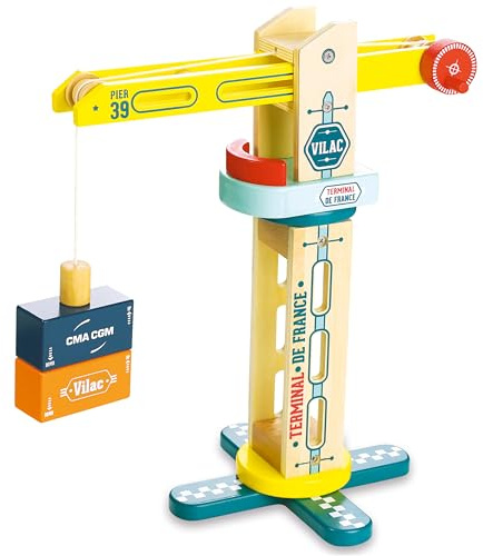 Grue de Docker Vilacity 30 cm Jouet de Chantier Enfant Dès 3 Ans en Bois