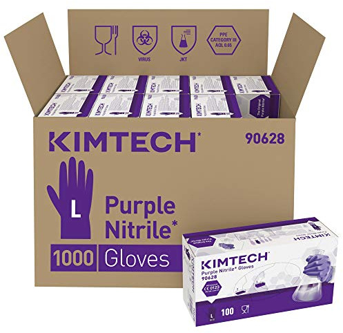 Kimtech Purple Nitrile Ambidextrous Gloves 90628 - Purple, L, 10x100 (1,000 gloves)