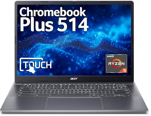 Acer Chromebook CBPLUS CBE574-1T R5-7520C 8GB/256GB AMD Ryzen? 5 35,6 cm [14] Touch screen WUXGA LPDDR5x-SDRAM SSD Wi-Fi 6E [802.11ax] ChromeOS Antracite, Grigio (Acer Chromebook Plus 514 CBE574-1T -