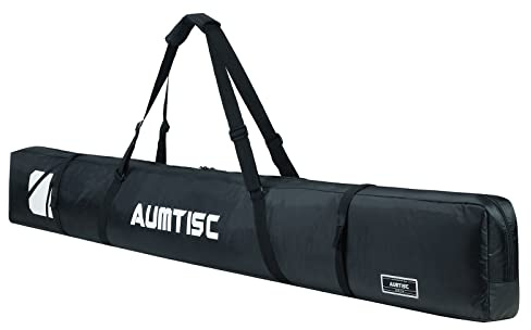 AUMTISC Skidväska skidväska vadderad snowboardväska för transport av skidutrustning väska med justerbart handtag 170 185 cm (svart-170 cm)