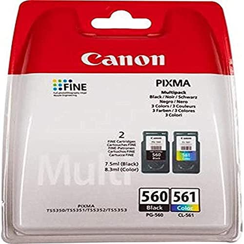 Canon PG-560 CL-561 BLISTER Vorteilspack 2 Tintenpatronen (Schwarz Farbe) (Veraltete Kunststoffverpackung 2018)