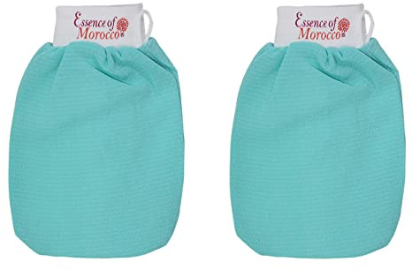 Marokkanischer Peeling-Handschuh, Kessa-Handschuh, blau, hergestellt in Marokko, Premium-Qualität, wiederverwendbar, hilft die Haut zu reinigen, künstliche Bräune und eingewachsene Haare zu entfernen