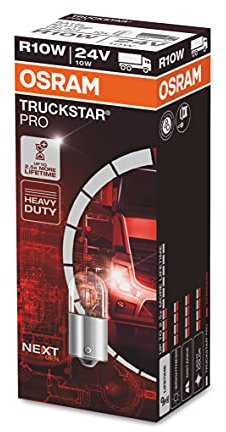 OSRAM TRUCKSTAR PRO R10W, lampe de signalisation halogène, 5637TSP, lampe de camion 24V, étui (10 lampes)