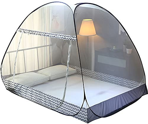 Hengqiyuan Faltbares Moskitonetz Bett, Reise-tragbares Moskitonetz, Eintüriger Camping-Moskitovorhang, Einfach zu installierende Kuppel,Grau,100×200×100cm