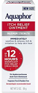 Aquaphor Itch Relief Ointment, Maximum Strength 1% Hydrocortisone, Relieves Itch from Skin Irritation, Insect Bites, Psoriasis, Skin Rashes, Eczema, & Poison Ivy, 2 oz
