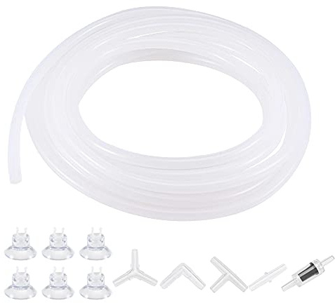 sourcing map Silikonschlauch 4mm ID 6mm (1/4) AD 5m Aquarium Pumpe Luft Wasserschlauch mit Rückschlagventilen Saugnäpfen Anschlüssen